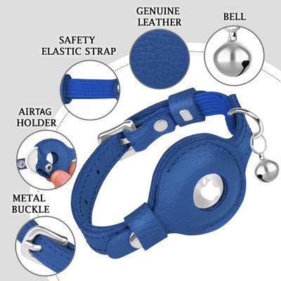 Show full view: OOPSDOGGY Indoor & Outdoor Non Breakaway AirTag Holder Cat Collar with Bell, Blue, 8 to 11-in neck, 1/2-in wide slide 3 of 9