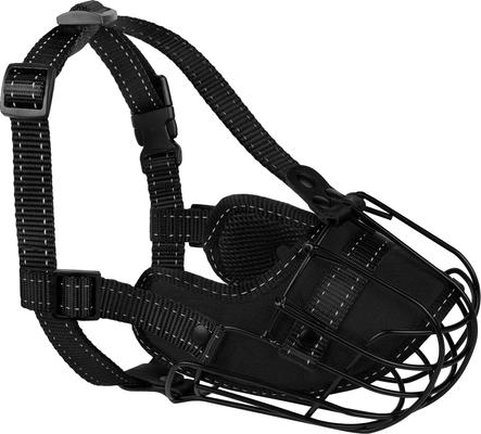 Show full view: OOPSDOGGY Adjustable Nylon Metal Reflective Mask Secure Wire Basket Pitbull Dog Amstaff Soft Cage Muzzle, Black slide 3 of 8