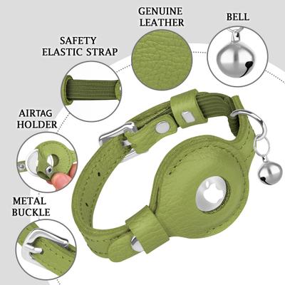 Show full view: OOPSDOGGY Indoor & Outdoor Non Breakaway AirTag Holder Cat Collar with Bell, Olive Green, 8 to 11-in neck, 1/2-in wide slide 3 of 9