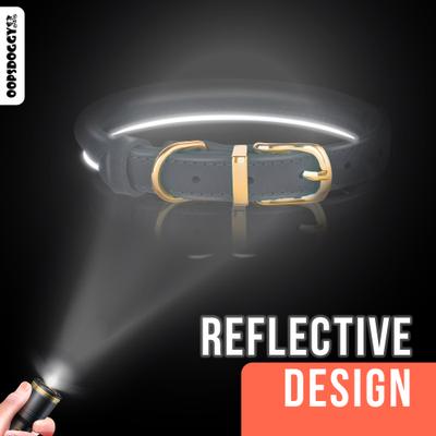 Show full view: OOPSDOGGY Soft Padded Rolled Leather Reflective Dog Collar, Camel, Small: 10 to 13-in neck, 3/5-in wide slide 4 of 6