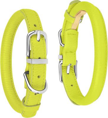 Show full view: OOPSDOGGY Soft Rolled Leather Dog Collar, Lime Green, XX-Small: 7 to 9-in neck, 3/8-in wide slide 3 of 6