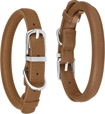 Show full view: OOPSDOGGY Soft Rolled Leather Dog Collar, Brown, X-Large: 17 to 21-in neck, 3/4-in wide slide 5 of 8