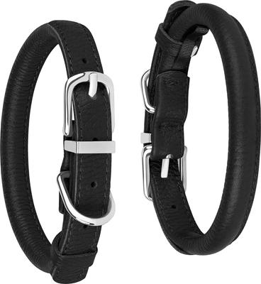Show full view: OOPSDOGGY Soft Rolled Leather Dog Collar, Black, Medium: 12 to 15-in neck, 9/16-in wide slide 4 of 7