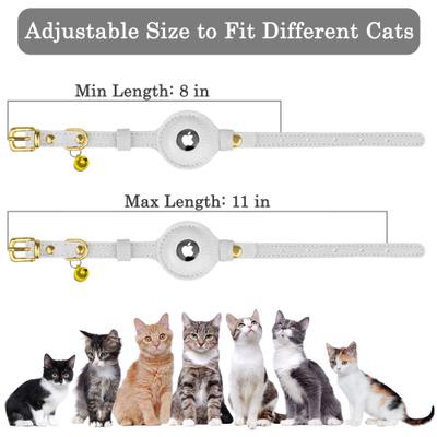 Show full view: OOPSDOGGY Lightweight GPS Leather Apple Air Tag Holder Cat Collar with Bell, White, 8 to 11-in neck, 1/2-in wide slide 4 of 6