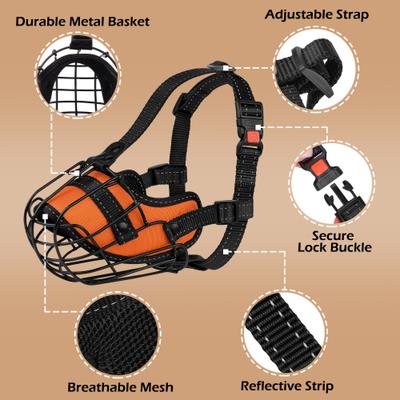 Show full view: OOPSDOGGY Adjustable Nylon Metal Reflective Mask Secure Wire Basket Pitbull Dog Amstaff Soft Cage Muzzle, Orange slide 5 of 9