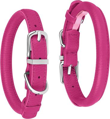 Show full view: OOPSDOGGY Soft Rolled Leather Dog Collar, Pink, Large: 14 to 18-in neck, 9/16-in wide slide 4 of 7
