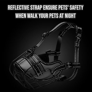 OOPSDOGGY Adjustable Breathable Wire Basket Metal Rottweiler Dog Muzzle, Black