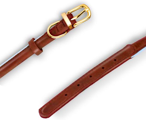 Show full view: OOPSDOGGY Soft Padded Rolled Leather Reflective Dog Collar, Brown, X-Large: 17 to 21-in neck, 4/5-in wide slide 5 of 6