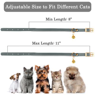 Show full view: OOPSDOGGY Rolled Leather Reflective Cat Collar with Bell & Safety Elastic Strap, Denim, 8 to 11-in neck, 3/8-in wide slide 5 of 9