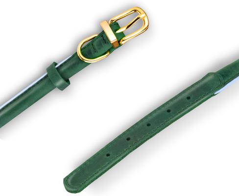 Show full view: OOPSDOGGY Soft Padded Rolled Leather Reflective Dog Collar, Green, X-Large: 17 to 21-in neck, 4/5-in wide slide 5 of 6