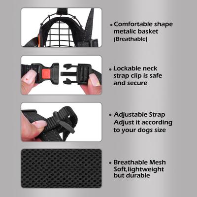 Show full view: OOPSDOGGY Adjustable Nylon Metal Reflective Mask Secure Wire Basket Pitbull Dog Amstaff Soft Cage Muzzle, Black slide 5 of 8