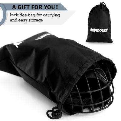 Show full view: OOPSDOGGY Breathable Secure Basket Leather Metal Reflective Pitbull Dog Muzzle, Black slide 5 of 8