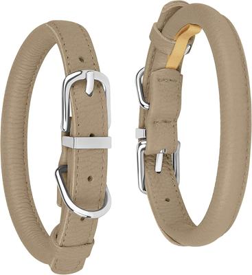 Show full view: OOPSDOGGY Soft Rolled Leather Dog Collar, Beige, XX-Small: 7 to 9-in neck, 3/8-in wide slide 6 of 8