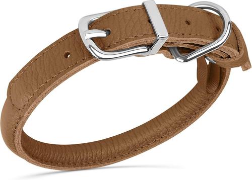 Show full view: OOPSDOGGY Soft Rolled Leather Dog Collar, Brown, X-Large: 17 to 21-in neck, 3/4-in wide slide 6 of 8