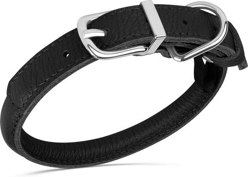 Show full view: OOPSDOGGY Soft Rolled Leather Dog Collar, Black, Medium: 12 to 15-in neck, 9/16-in wide slide 5 of 7