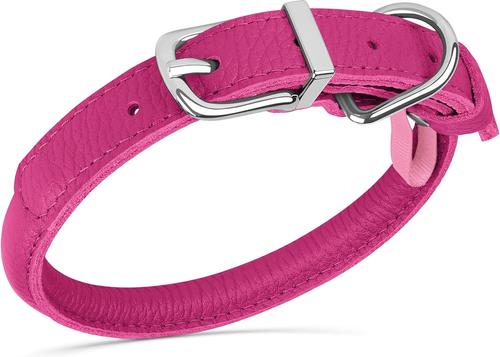 Show full view: OOPSDOGGY Soft Rolled Leather Dog Collar, Pink, Large: 14 to 18-in neck, 9/16-in wide slide 5 of 7