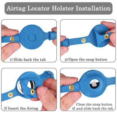 Show full view: OOPSDOGGY Lightweight GPS Leather Apple Air Tag Holder Cat Collar with Bell, Blue, 8 to 11-in neck, 1/2-in wide slide 5 of 6