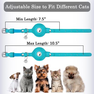 Show full view: OOPSDOGGY Indoor & Outdoor Non Breakaway AirTag Holder Cat Collar with Bell, Light Blue, 8 to 11-in neck, 1/2-in wide slide 6 of 10
