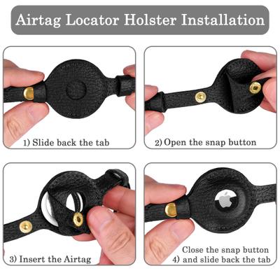 Show full view: OOPSDOGGY Lightweight GPS Leather Apple Air Tag Holder Cat Collar with Bell, Black, 8 to 11-in neck, 1/2-in wide slide 5 of 6