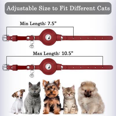 Show full view: OOPSDOGGY Indoor & Outdoor Non Breakaway AirTag Holder Cat Collar with Bell, Red, 8 to 11-in neck, 1/2-in wide slide 6 of 10