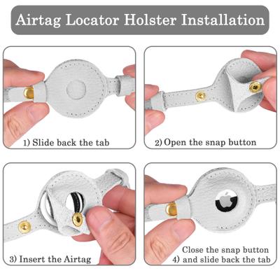 Show full view: OOPSDOGGY Lightweight GPS Leather Apple Air Tag Holder Cat Collar with Bell, White, 8 to 11-in neck, 1/2-in wide slide 5 of 6