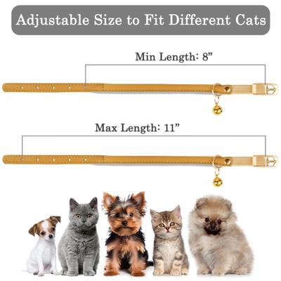Show full view: OOPSDOGGY Rolled Leather Reflective Cat Collar with Bell & Safety Elastic Strap, Camel, 8 to 11-in neck, 3/8-in wide slide 5 of 8