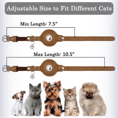 Show full view: OOPSDOGGY Indoor & Outdoor Non Breakaway AirTag Holder Cat Collar with Bell, Brown, 8 to 11-in neck, 1/2-in wide slide 5 of 9