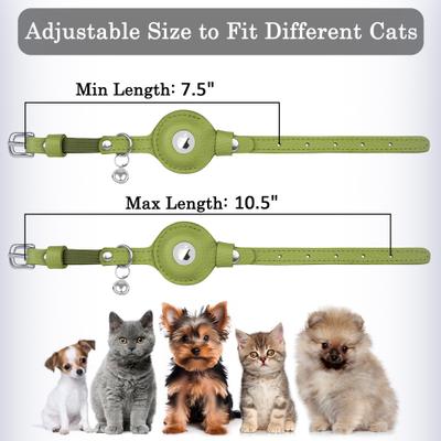 Show full view: OOPSDOGGY Indoor & Outdoor Non Breakaway AirTag Holder Cat Collar with Bell, Olive Green, 8 to 11-in neck, 1/2-in wide slide 5 of 9