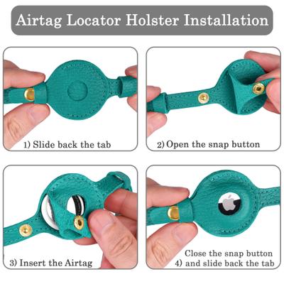 Show full view: OOPSDOGGY Lightweight GPS Leather Apple Air Tag Holder Cat Collar with Bell, Aquamarine, 8 to 11-in neck, 1/2-in wide slide 5 of 6