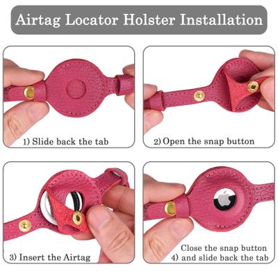 Show full view: OOPSDOGGY Lightweight GPS Leather Apple Air Tag Holder Cat Collar with Bell, Pink, 8 to 11-in neck, 1/2-in wide slide 5 of 6