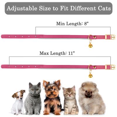 Show full view: OOPSDOGGY Rolled Leather Reflective Cat Collar with Bell & Safety Elastic Strap, Fuchsia, 8 to 11-in neck, 3/8-in wide slide 5 of 8