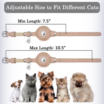 Show full view: OOPSDOGGY Indoor & Outdoor Non Breakaway AirTag Holder Cat Collar with Bell, Beige, 8 to 11-in neck, 1/2-in wide slide 5 of 9