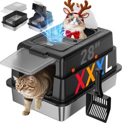 YIZFERN XXX-Large Covered Cat Litter Box, Black, 28-in