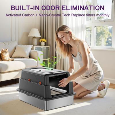 Show full view: YIZFERN XXX-Large Covered Cat Litter Box, Black, 28-in slide 6 of 9