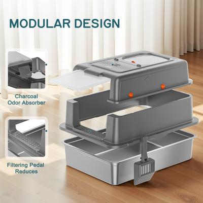 Show full view: YIZFERN XXX-Large Covered Cat Litter Box, Dark Gray, 28-in slide 9 of 10