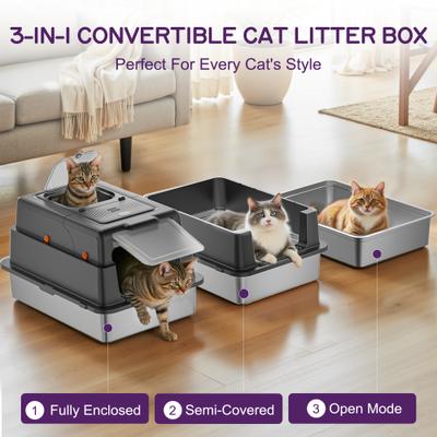 Show full view: YIZFERN XXX-Large Covered Cat Litter Box, Black, 28-in slide 4 of 9