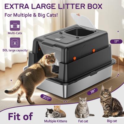 Show full view: YIZFERN XXX-Large Covered Cat Litter Box, Black, 28-in slide 2 of 9