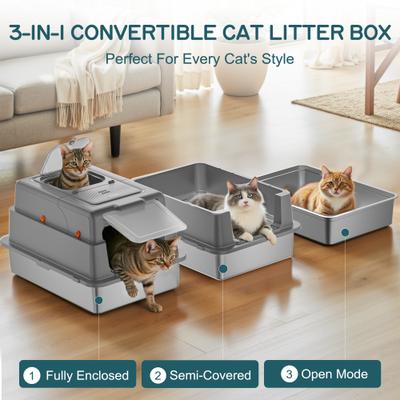 Show full view: YIZFERN XXX-Large Covered Cat Litter Box, Dark Gray, 28-in slide 5 of 10