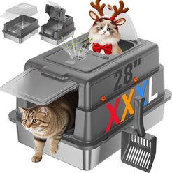 YIZFERN XXX-Large Covered Cat Litter Box, Dark Gray, 28-in