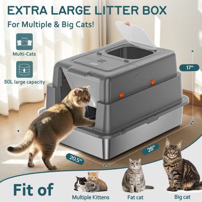 Show full view: YIZFERN XXX-Large Covered Cat Litter Box, Dark Gray, 28-in slide 3 of 10