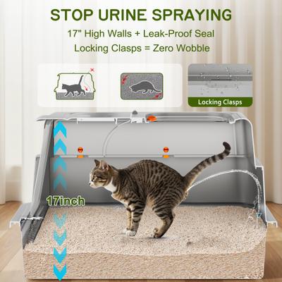 Show full view: YIZFERN XXX-Large Covered Cat Litter Box, Light Gray, 28-in slide 3 of 9