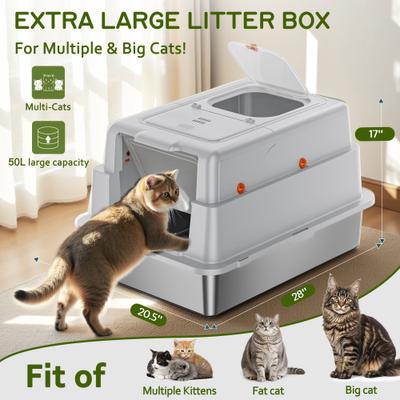 Show full view: YIZFERN XXX-Large Covered Cat Litter Box, Light Gray, 28-in slide 2 of 9