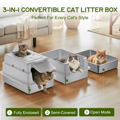 Show full view: YIZFERN XXX-Large Covered Cat Litter Box, Light Gray, 28-in slide 4 of 9