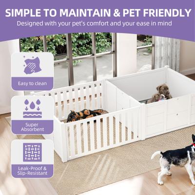 Show full view: Wooflex Indoor 3-in-1 Whelping Box Dog Pen with Waterproof Mat & Dividers slide 5 of 7