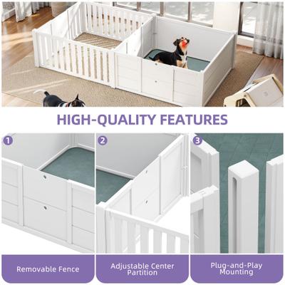 Show full view: Wooflex Indoor 3-in-1 Whelping Box Dog Pen with Waterproof Mat & Dividers slide 3 of 7