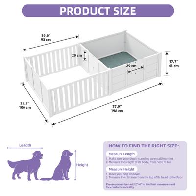 Show full view: Wooflex Indoor 3-in-1 Whelping Box Dog Pen with Waterproof Mat & Dividers slide 2 of 7