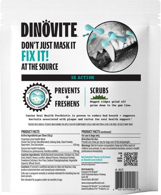 Show full view: Dinovite Triple Action Oral Care Dog Dental Chew Treats, Large, 28-oz, 16 count slide 3 of 10