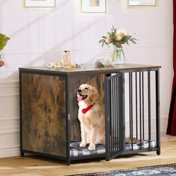 Wooflex End Table with Divider & Drawer, Lockable Cage TV Stand Dog Crate Furniture, Grey, Medium: 40 inch