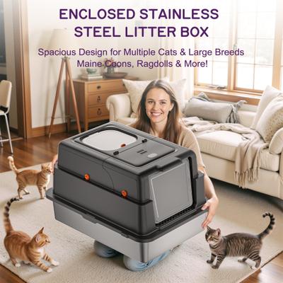 Show full view: YIZFERN XXX-Large Covered Cat Litter Box, Black, 28-in slide 7 of 9