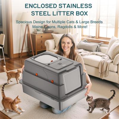 Show full view: YIZFERN XXX-Large Covered Cat Litter Box, Dark Gray, 28-in slide 8 of 10